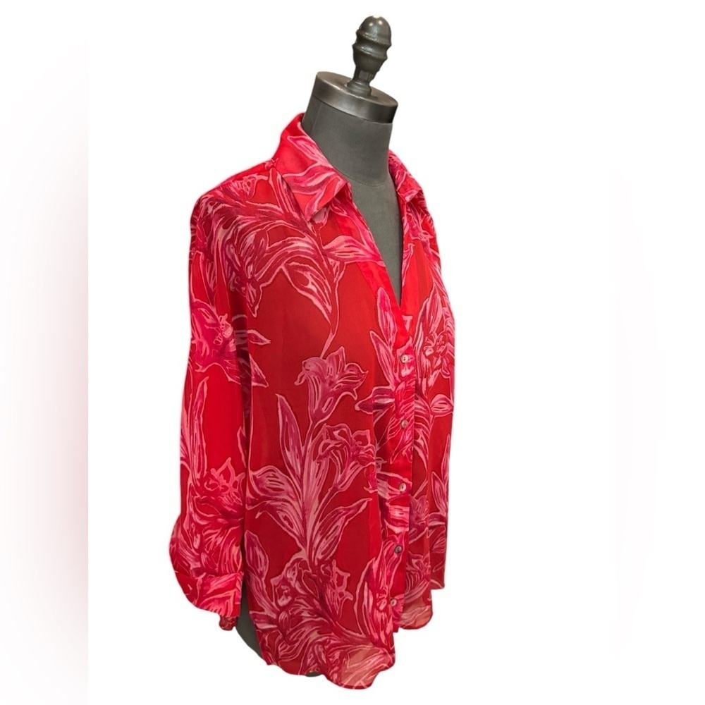 Zara Floral Print Semi Sheer Shirt Small NWT - Picture 5 of 15